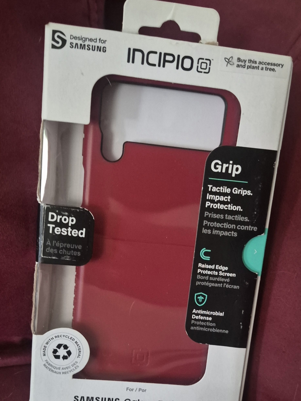 New Incipio Grip Phone Case for Samsung Z Flip 3- Red